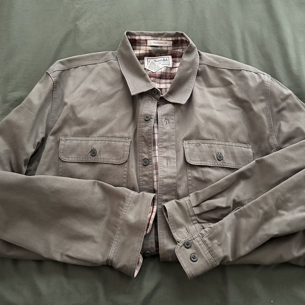 LL Bean Jacket Traditional Fit Men's Size XL Flannel Lined Long Sleeve Green
